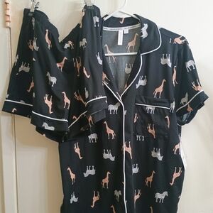 Black Animal Print Pajama Set